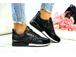 Czarne Buty Sportowe Damskie Sneakersy Skóra Fortuna
