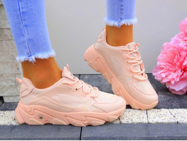 Buty Sportowe Damskie Sneakersy Na Grubej Podeszwie Pink