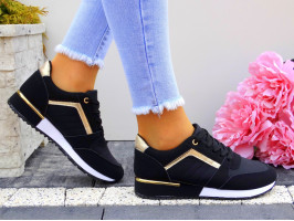 Eleganckie Czarne Buty Sportowe Damskie Sneakersy Kazadi