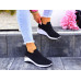 Czarne Buty Sportowe Damskie Sneakersy Elastyczne