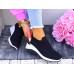 Czarne Buty Sportowe Damskie Sneakersy Elastyczne