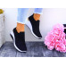 Czarne Buty Sportowe Damskie Sneakersy Elastyczne