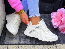 Beżowe Damskie Buty Sportowe Sneakersy Prestige