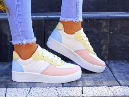 Kolorowe Buty Sportowe Damskie Trampki Gruba Podeszwa 