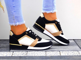 Eleganckie Czarne Buty Sportowe Damskie Sneakersy Sylvia