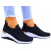 Czarne Buty Sportowe Damskie Sneakersy Elastyczne