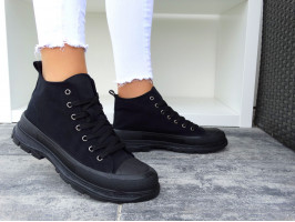 CZARNE TRAMPKI TIMBERKI SNEAKERSY GRUBA PODESZWA