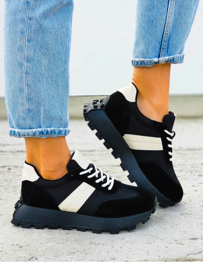 Premium Czarne Sneakersy Ze Skóry Goodin