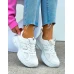 Białe Buty Sportowe Damskie Sneakersy Na Platformie New Lances