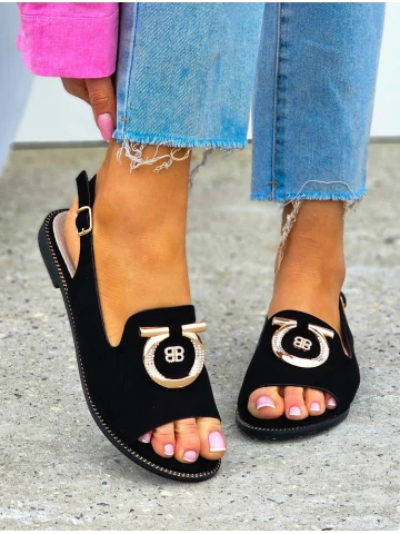 Eleganckie Sandały Damskie Ze Skóry Naturalnej Casai Black