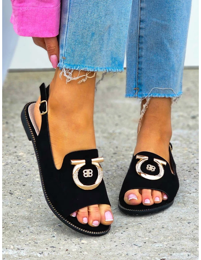 Eleganckie Sandały Damskie Ze Skóry Naturalnej Casai Black