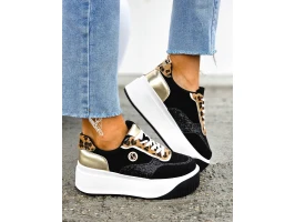 Czarne Eleganckie Sneakersy Na Grubej Podeszwie Next