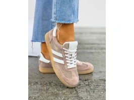Premium  Buty Sportowe Trampki Ze Skóry Naturalnej Samby Beige
