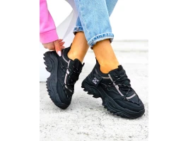 Czarne Sneakersy Na Grubej Podeszwie Ze Skóry Skeet