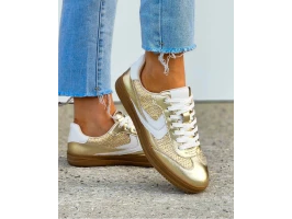 Premium Buty Sportowe Ze Skóry Naturalnej Sambies Złote
