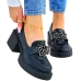 Czarne Modne Półbuty Mokasyny Na Klocku Blacked