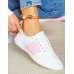 Białe Mięciutkie Trampki Ze Skóry Slim Fit Pink