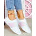 Białe Mięciutkie Trampki Ze Skóry Slim Fit Pink