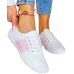 Białe Mięciutkie Trampki Ze Skóry Slim Fit Pink