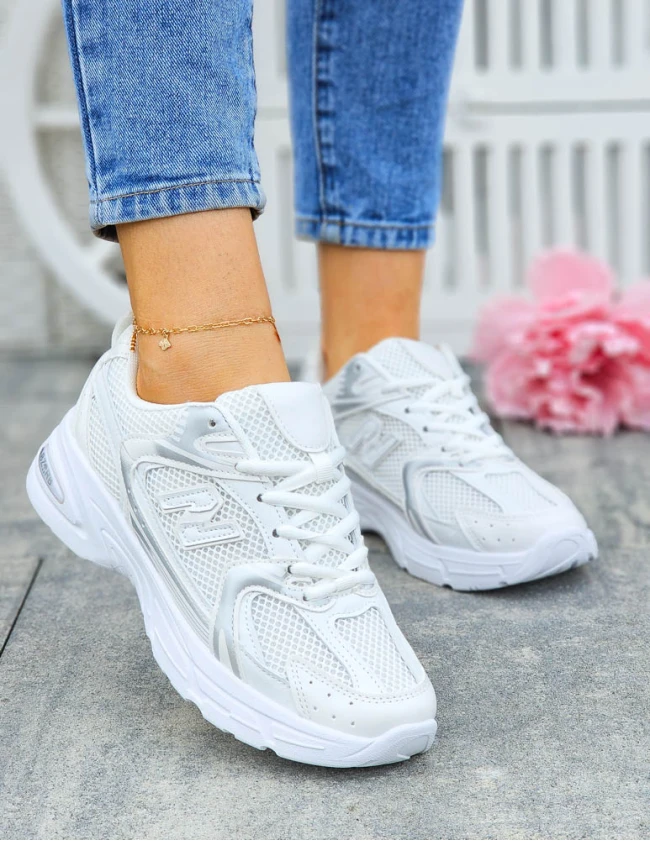 Białe Sneakersy Buty Sportowe Na Platformie New B 530