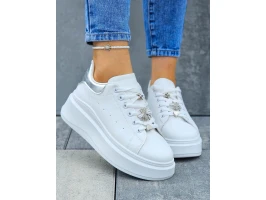 Białe Sneakersy Buty Sportowe Na Platformie Bee