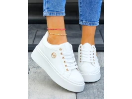 Białe Sneakersy Damskie Na Grubej Podeszwie MS