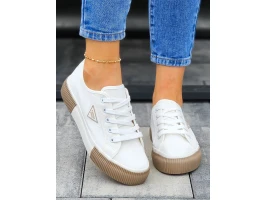 Biało-Beżowe Trampki Na Grubej Podeszwie Fashion