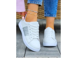 Białe Trampki Buty Sportowe Ze Skóry Adis Silver