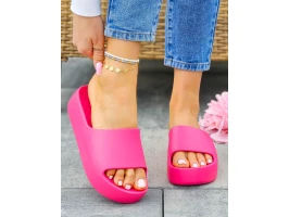 Piankowe Klapki Na Grubej Podeszwie Basic Pink