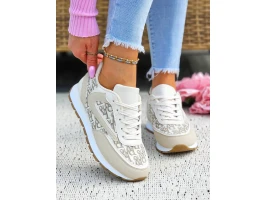 Beżowe Sneakersy Buty Sportowe Michell