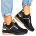 Czarno-Złote Sneakersy Buty Sportowe Damskie All Black