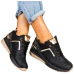 Czarno-Złote Sneakersy Buty Sportowe Damskie All Black