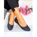 Brokatowe Czarne Balerinki Damskie Sally