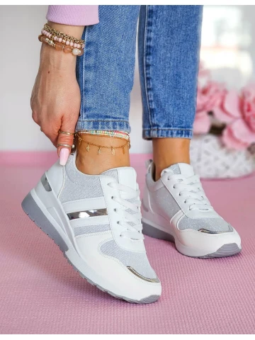 Białe Błyszczące Buty Sportowe Sneakersy Havana