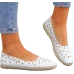 Białe Ażurowe Baleriny Mokasyny Espadryle Flowers