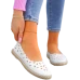 Białe Ażurowe Baleriny Mokasyny Espadryle Flowers
