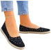 Czarne Ażurowe Baleriny Mokasyny Espadryle Flowers