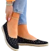 Czarne Ażurowe Baleriny Mokasyny Espadryle Flowers