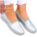 Srebrne Espadryle Na Plecionej Podeszwie Z Gumką