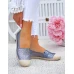 Szare Brokatowe Espadryle Baleriny Diamonds