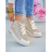 Beżowe Sneakersy Buty Sportowe Na Koturnie Sally