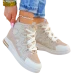 Beżowe Sneakersy Buty Sportowe Na Koturnie Sally