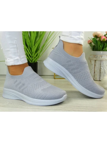 Leciutkie Szare Damskie Buty Sportowe Wciągane 